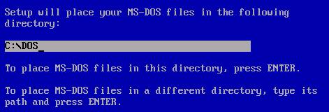 Setup will place your MS-DOS files the following dirrectory
