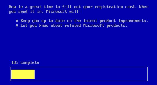 Postęp kopiowania plików systemowych MS-DOS 6.22