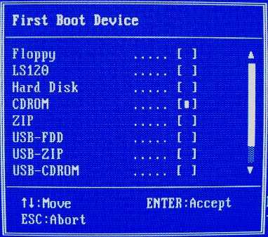 First boot device