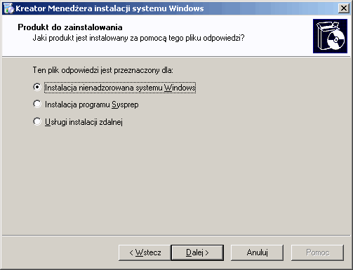 Automatyczna instalacja Windows XP - okno2